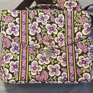 Vera Bradley Plum Petals Laptop Messenger Bag